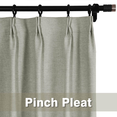 Frank Heavyweight Linen Blend Blackout Curtains - Thermal Insulated, Room Darkening, Pinch Pleat Drapes - Cololeaf -- #01 Ivory White