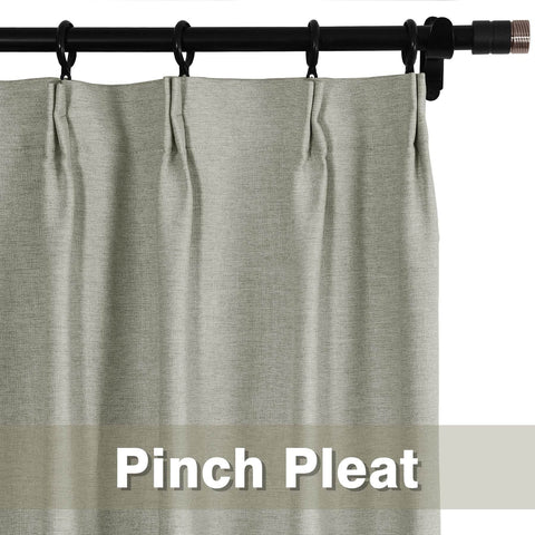 Frank Heavyweight Linen Blend Blackout Curtains - Thermal Insulated, Room Darkening, Pinch Pleat Drapes - Cololeaf