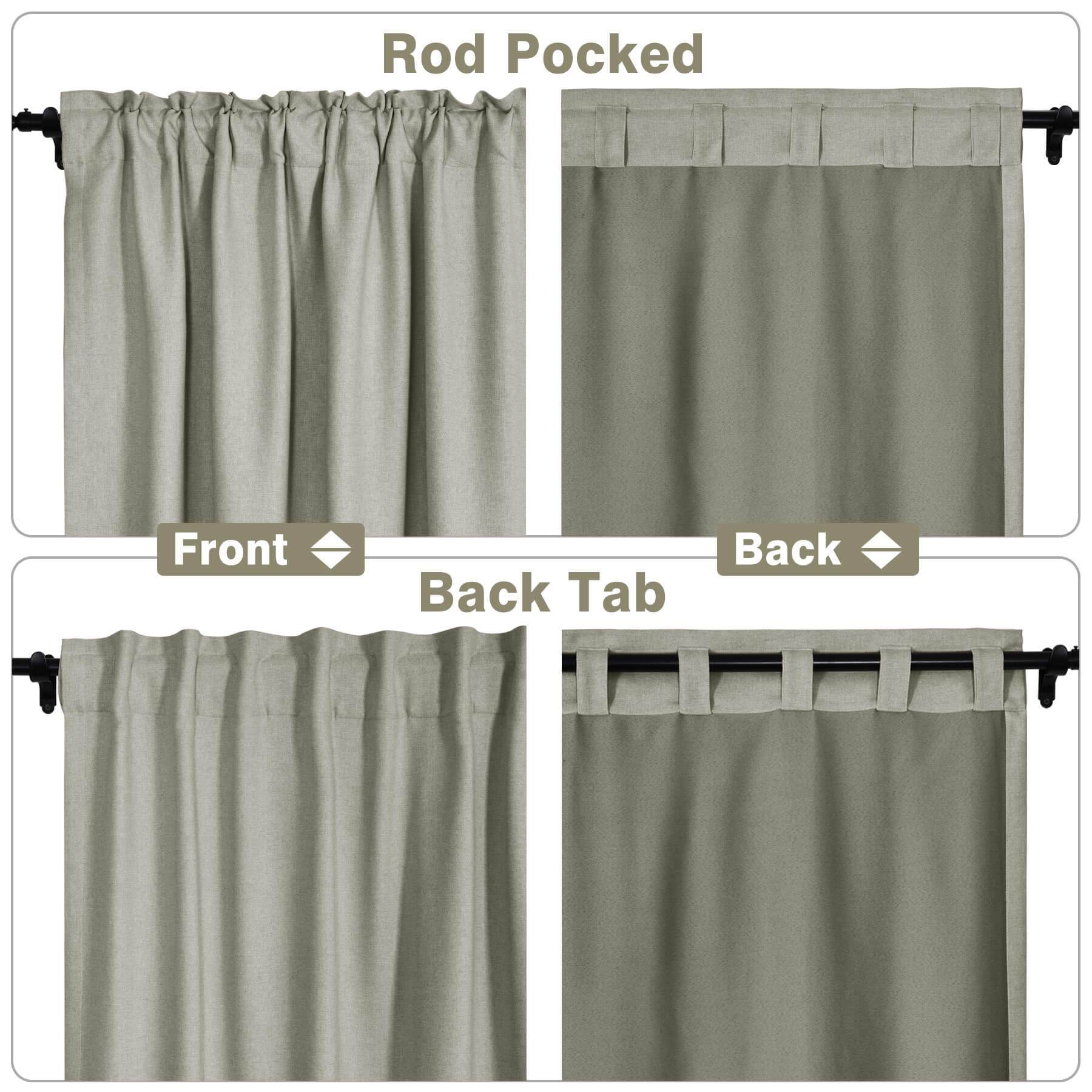 Frank Room Darkening Linen Blend Curtains Heavy Weight Thermal Blackout Drapes Back Tab & Rod Pocket - Cololeaf -- #07 Sand Beige