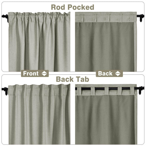 Frank Room Darkening Linen Blend Curtains Heavy Weight Thermal Blackout Drapes Back Tab & Rod Pocket - Cololeaf -- #07 Sand Beige