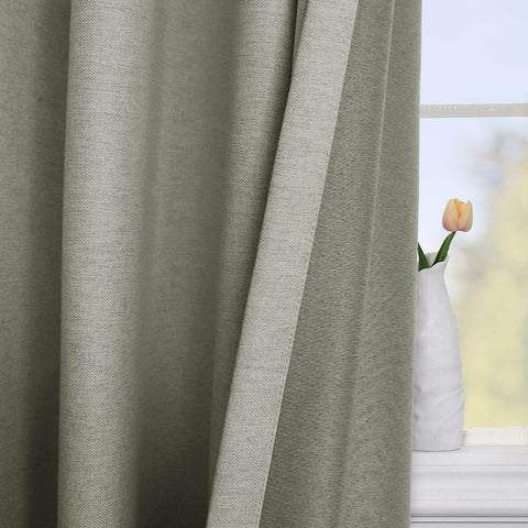 Frank Heavyweight Linen Blend Blackout Curtains - Thermal Insulated, Room Darkening, Pinch Pleat Drapes - Cololeaf