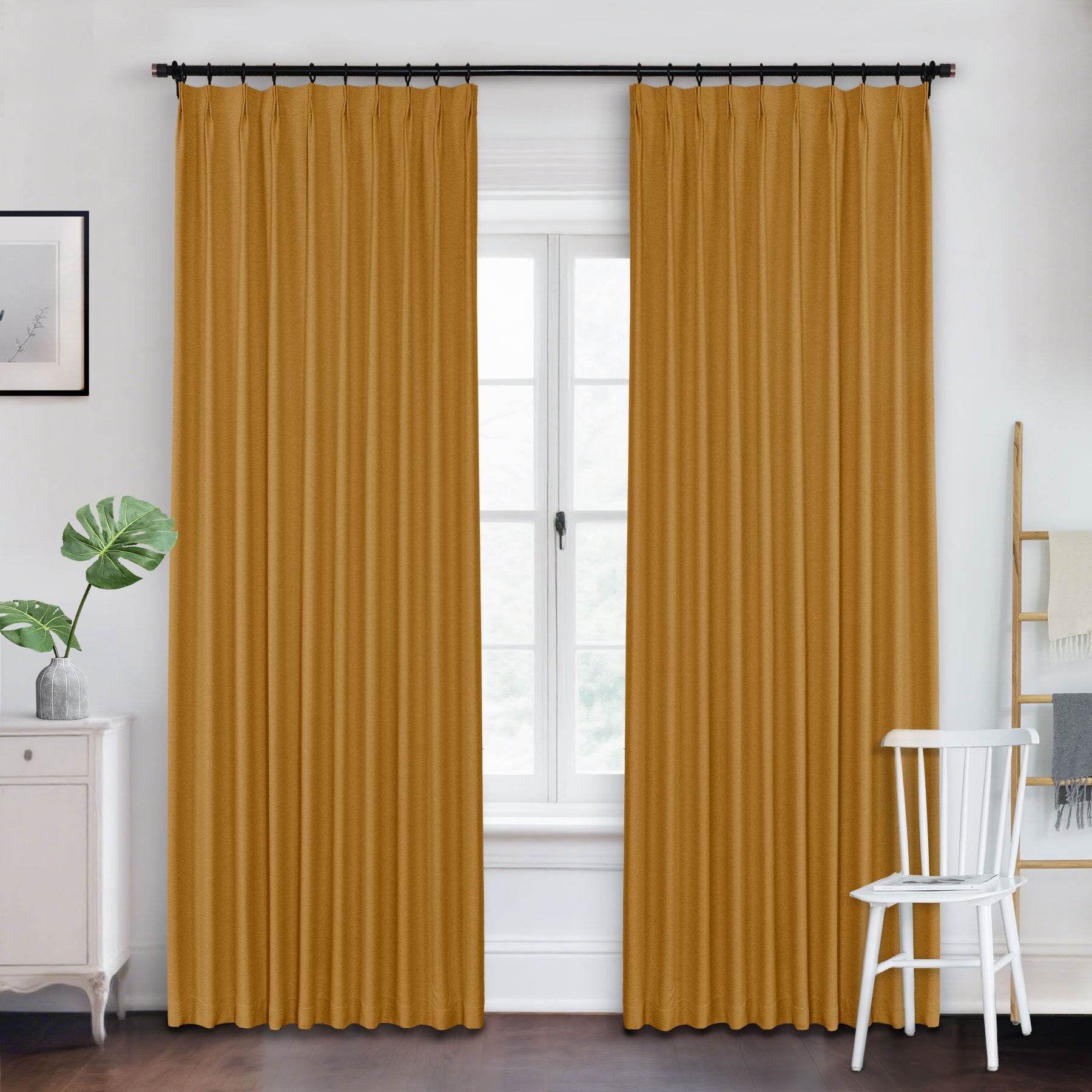 Frank Heavyweight Linen Blend Blackout Curtains - Thermal Insulated, Room Darkening, Pinch Pleat Drapes - Cololeaf