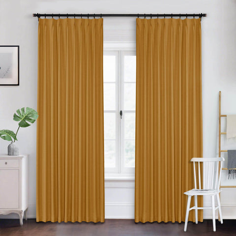 Frank Heavyweight Linen Blend Blackout Curtains - Thermal Insulated, Room Darkening, Pinch Pleat Drapes - Cololeaf -- #01 Ivory White