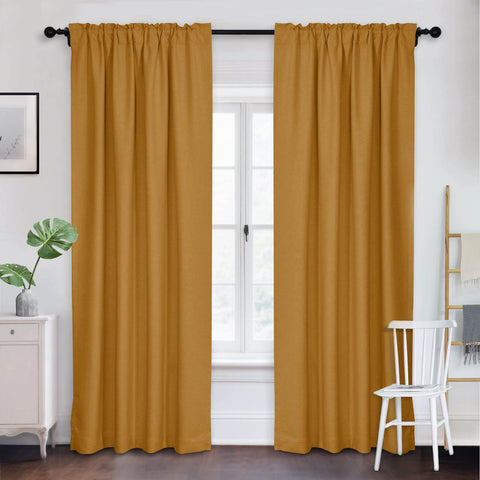 Frank Room Darkening Linen Blend Curtains Heavy Weight Thermal Blackout Drapes Back Tab & Rod Pocket - Cololeaf -- #07 Sand Beige