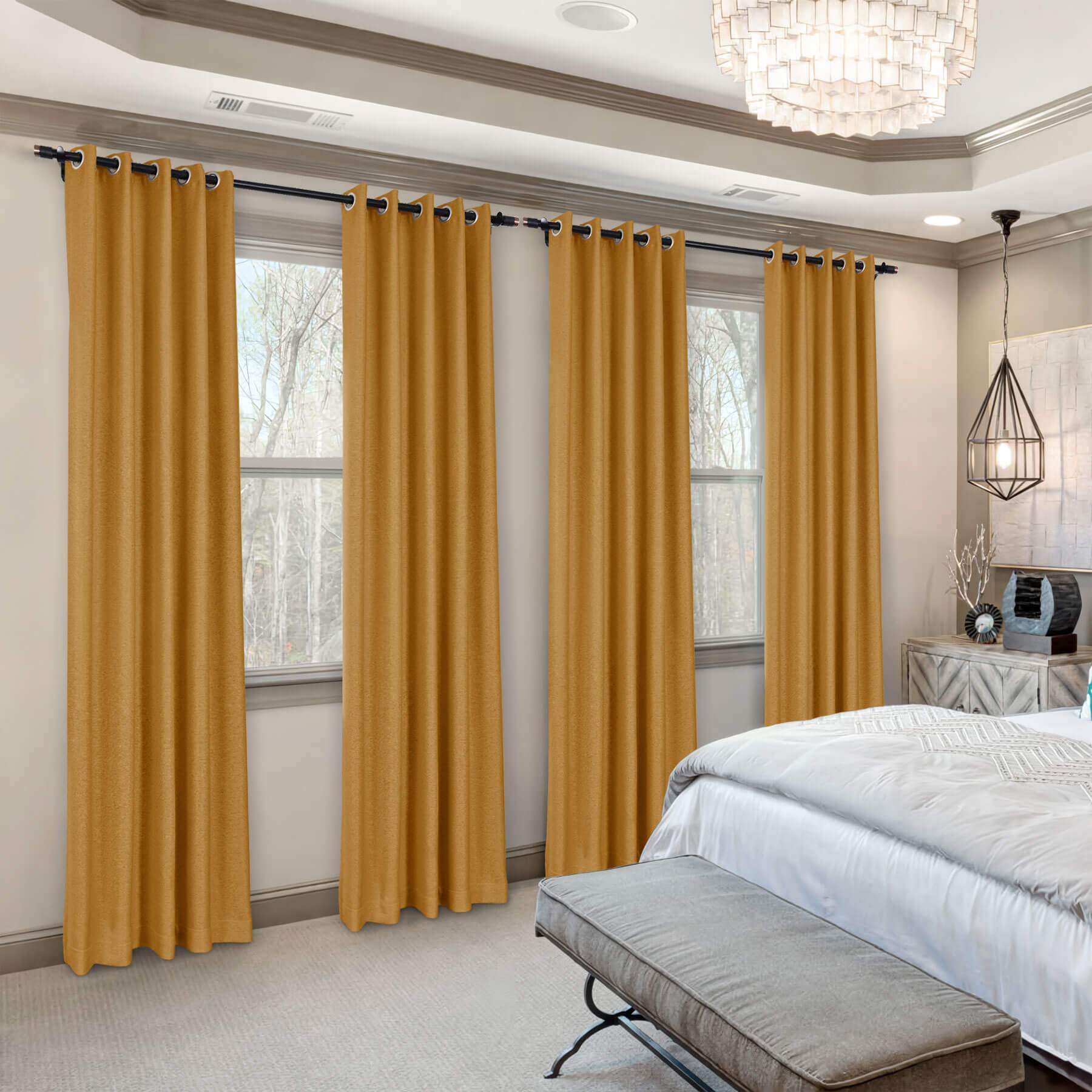 Frank Room Darkening Linen Blend Curtains Heavy Weight Thermal Blackout Drapes Grommet - Cololeaf -- #01 Ivory White