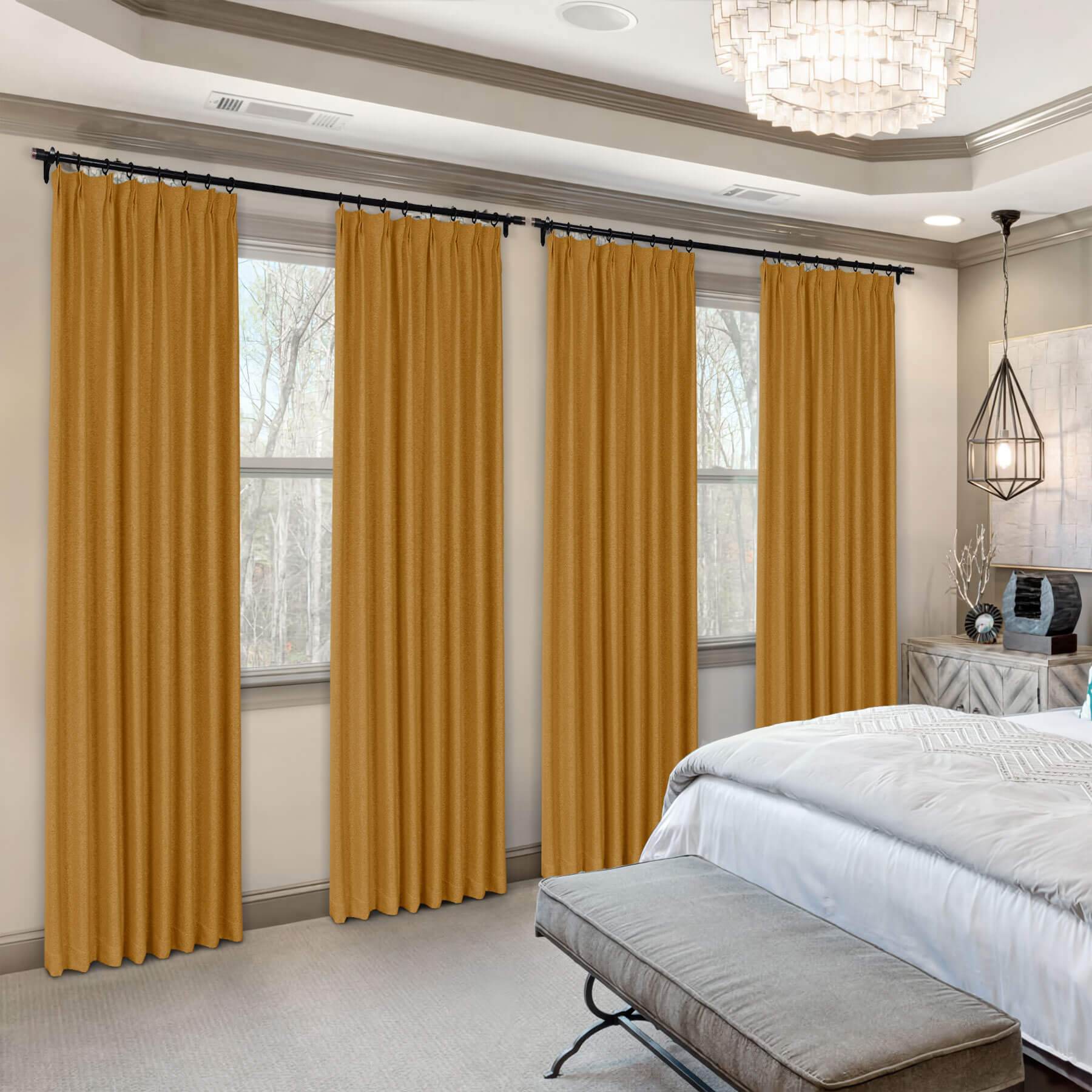 Frank Heavyweight Linen Blend Blackout Curtains - Thermal Insulated, Room Darkening, Pinch Pleat Drapes - Cololeaf -- #01 Ivory White
