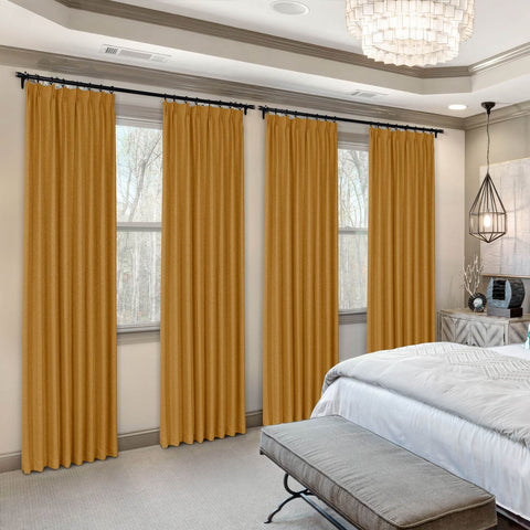 Frank Heavyweight Linen Blend Blackout Curtains - Thermal Insulated, Room Darkening, Pinch Pleat Drapes - Cololeaf