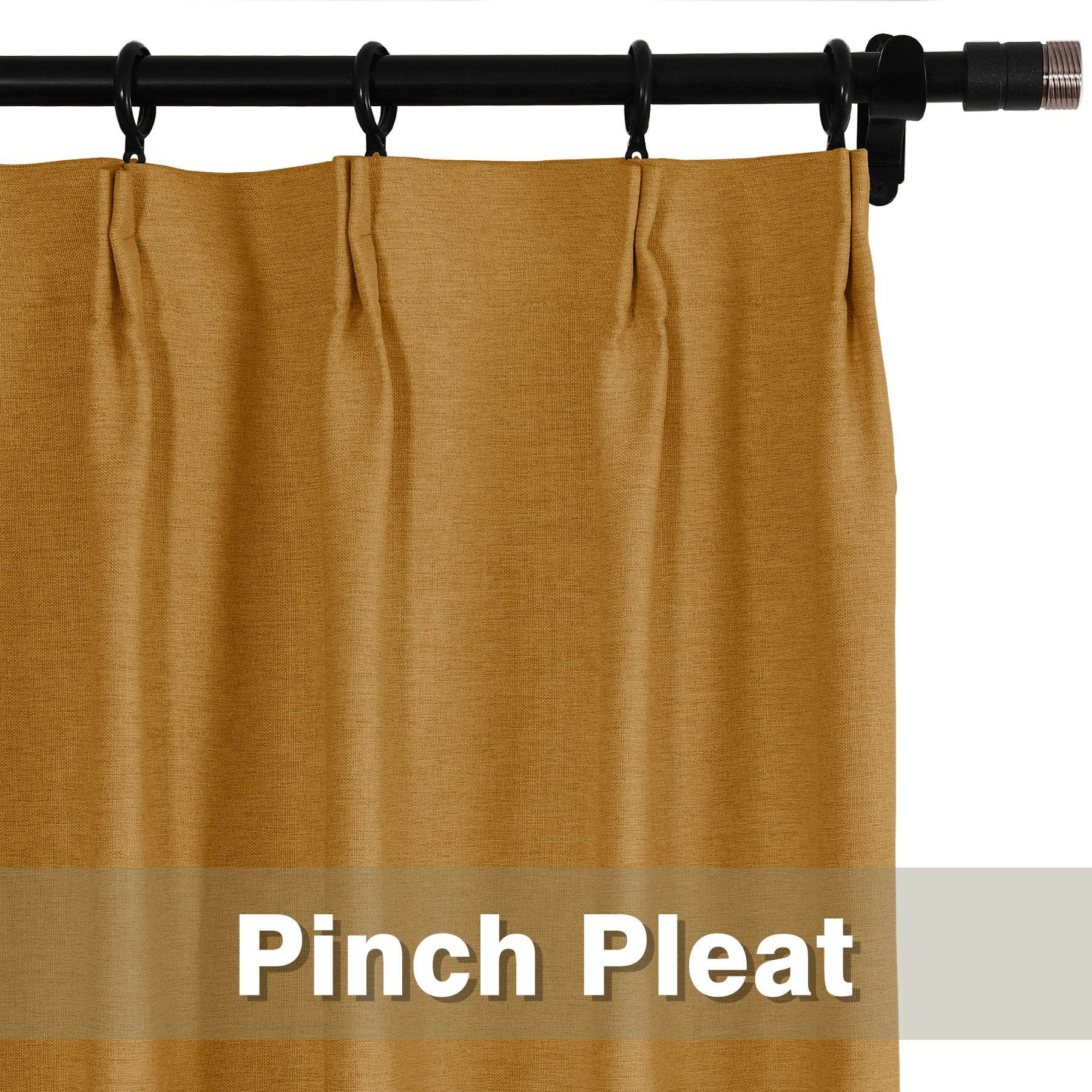 Frank Heavyweight Linen Blend Blackout Curtains - Thermal Insulated, Room Darkening, Pinch Pleat Drapes - Cololeaf