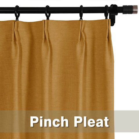 Frank Heavyweight Linen Blend Blackout Curtains - Thermal Insulated, Room Darkening, Pinch Pleat Drapes - Cololeaf