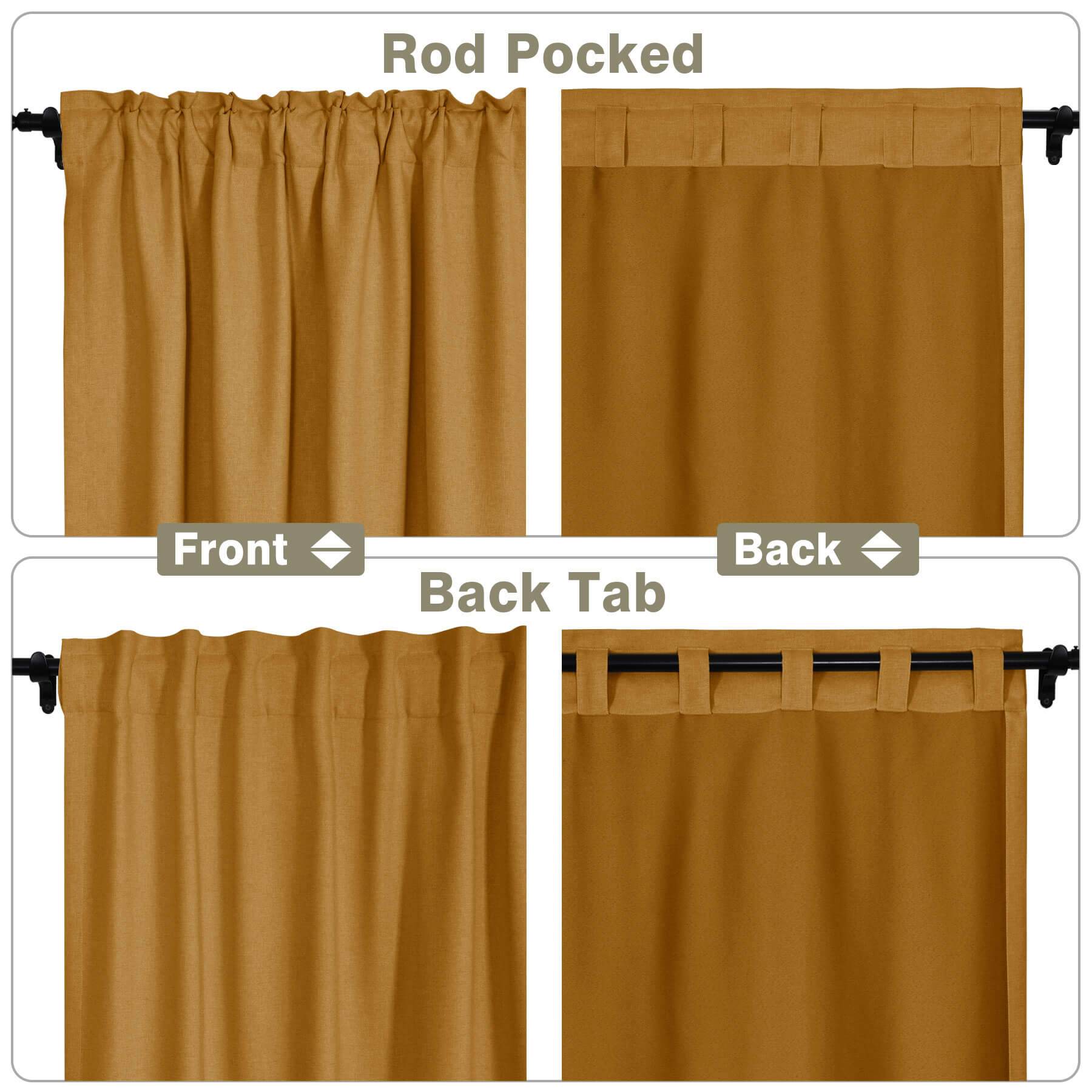 Frank Room Darkening Linen Blend Curtains Heavy Weight Thermal Blackout Drapes Back Tab & Rod Pocket - Cololeaf -- #07 Sand Beige