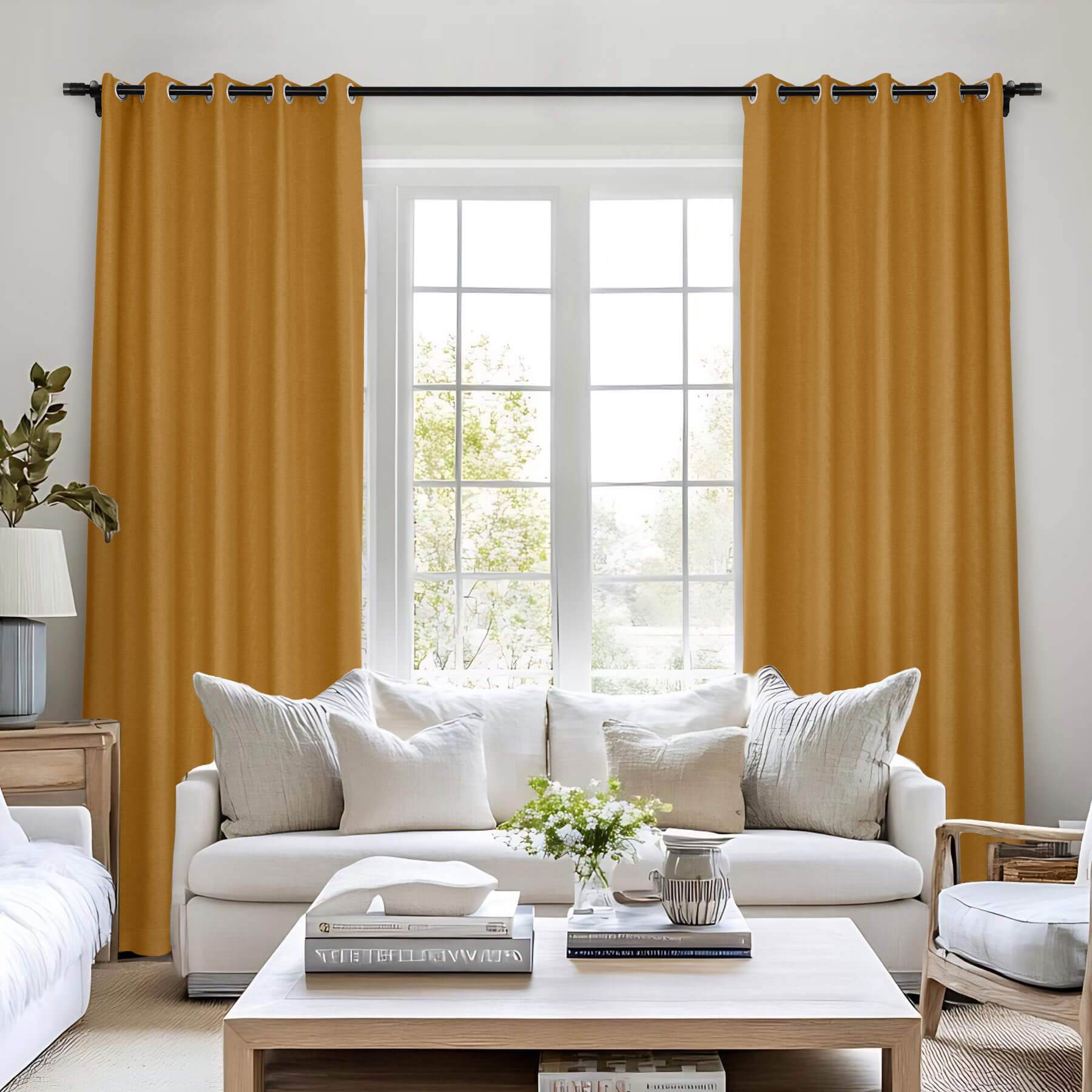 Frank Room Darkening Linen Blend Curtains Heavy Weight Thermal Blackout Drapes Grommet - Cololeaf -- #01 Ivory White