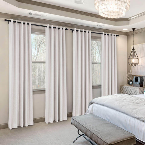 Frank Room Darkening Linen Blend Curtains Heavy Weight Thermal Blackout Drapes Grommet - Cololeaf -- #01 Ivory White