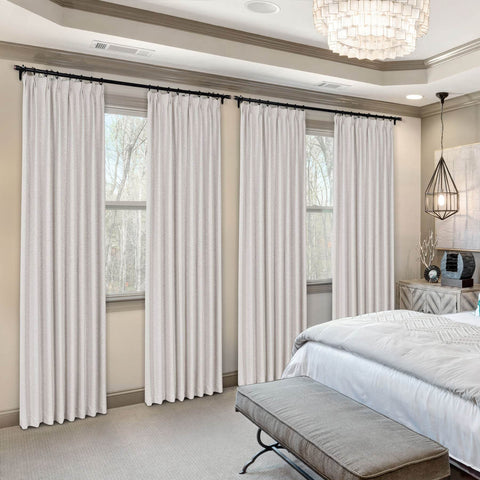 Frank Heavyweight Linen Blend Blackout Curtains - Thermal Insulated, Room Darkening, Pinch Pleat Drapes - Cololeaf