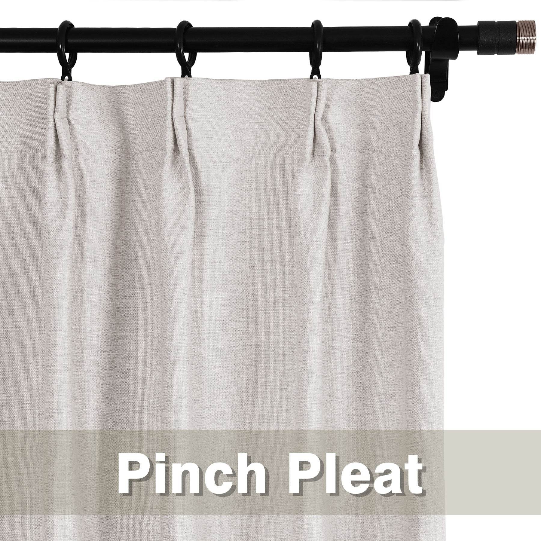 Frank Heavyweight Linen Blend Blackout Curtains - Thermal Insulated, Room Darkening, Pinch Pleat Drapes - Cololeaf