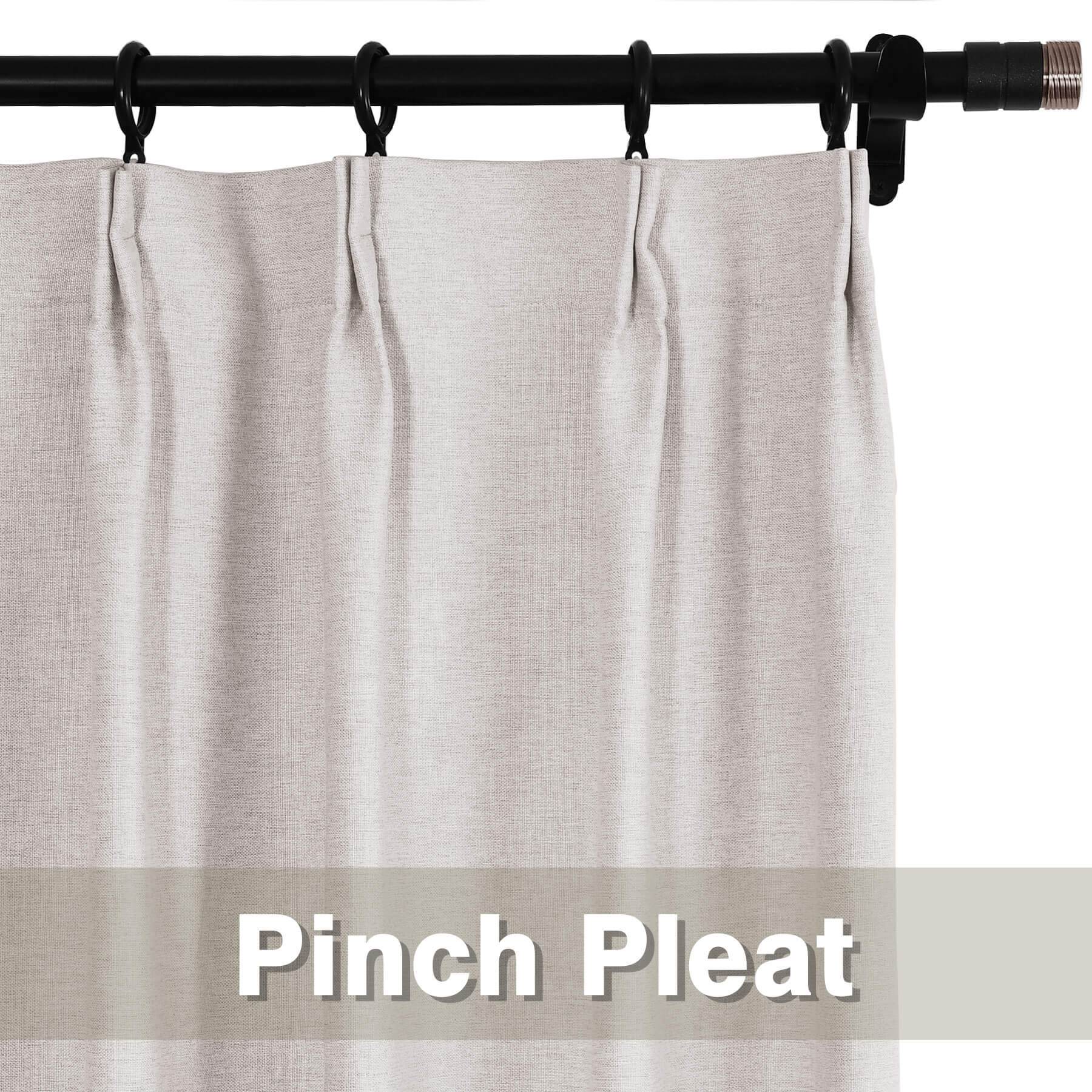 Frank Heavyweight Linen Blend Blackout Curtains - Thermal Insulated, Room Darkening, Pinch Pleat Drapes - Cololeaf -- #01 Ivory White