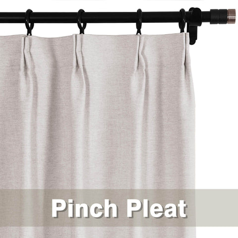 Frank Heavyweight Linen Blend Blackout Curtains - Thermal Insulated, Room Darkening, Pinch Pleat Drapes - Cololeaf -- #01 Ivory White