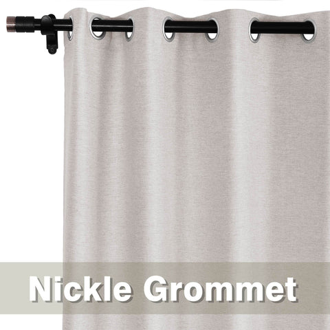 Frank Room Darkening Linen Blend Curtains Heavy Weight Thermal Blackout Drapes Grommet - Cololeaf -- #01 Ivory White