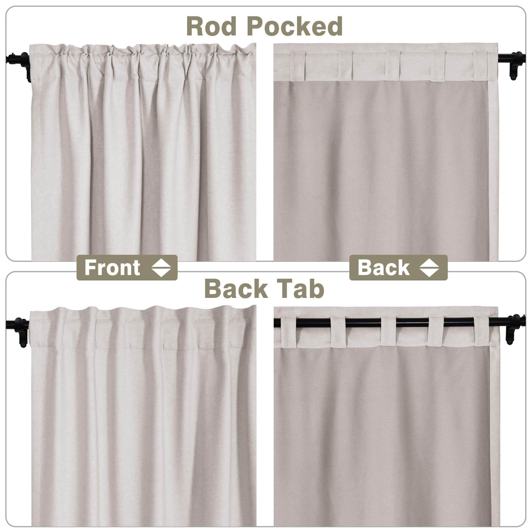Frank Room Darkening Linen Blend Curtains Heavy Weight Thermal Blackout Drapes Back Tab & Rod Pocket - Cololeaf -- #07 Sand Beige