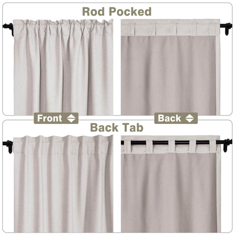 Frank Room Darkening Linen Blend Curtains Heavy Weight Thermal Blackout Drapes Back Tab & Rod Pocket - Cololeaf -- #07 Sand Beige