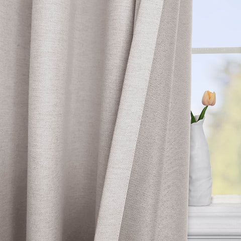 Frank Room Darkening Linen Blend Curtains Heavy Weight Thermal Blackout Drapes Grommet - Cololeaf -- #01 Ivory White