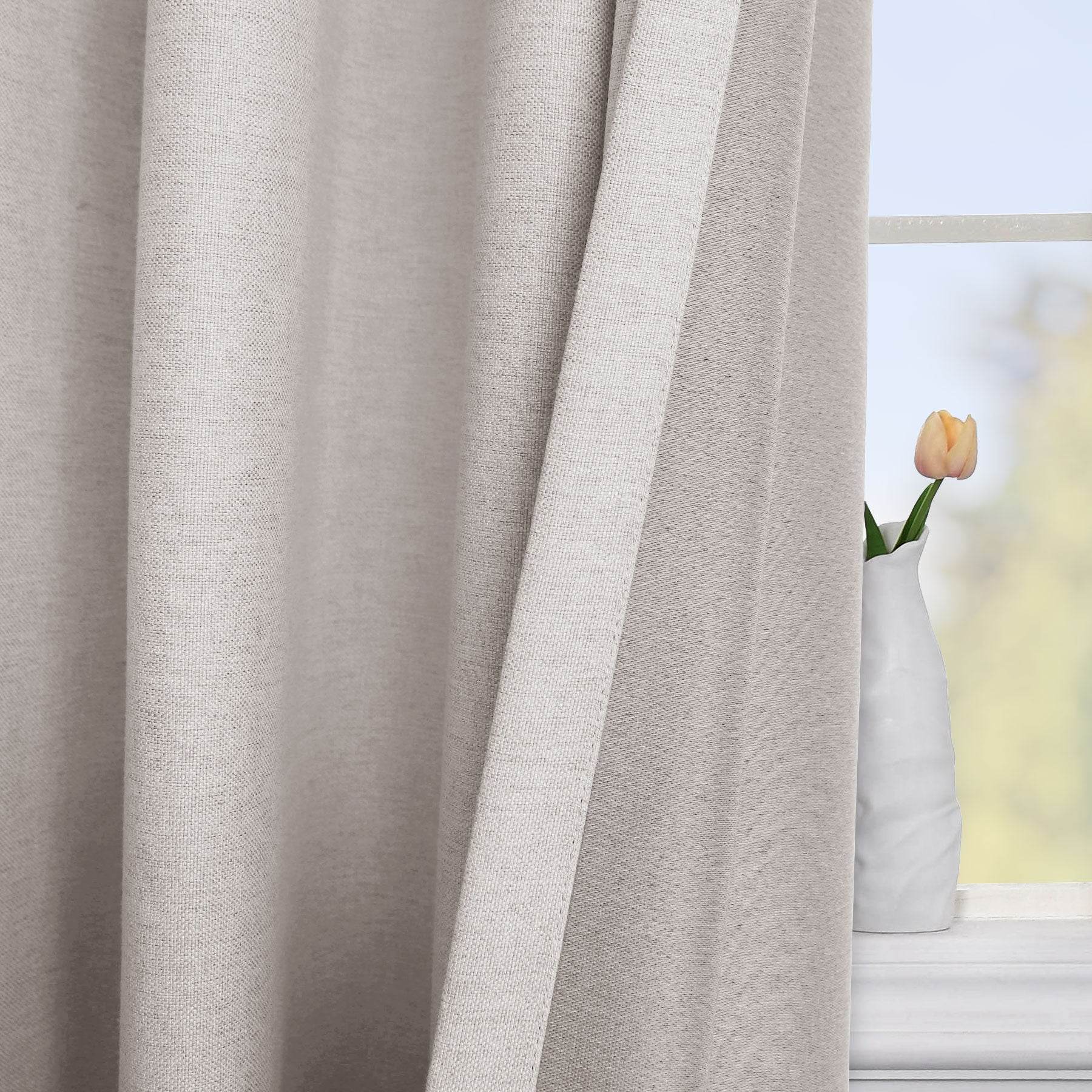 Frank Heavyweight Linen Blend Blackout Curtains - Thermal Insulated, Room Darkening, Pinch Pleat Drapes - Cololeaf