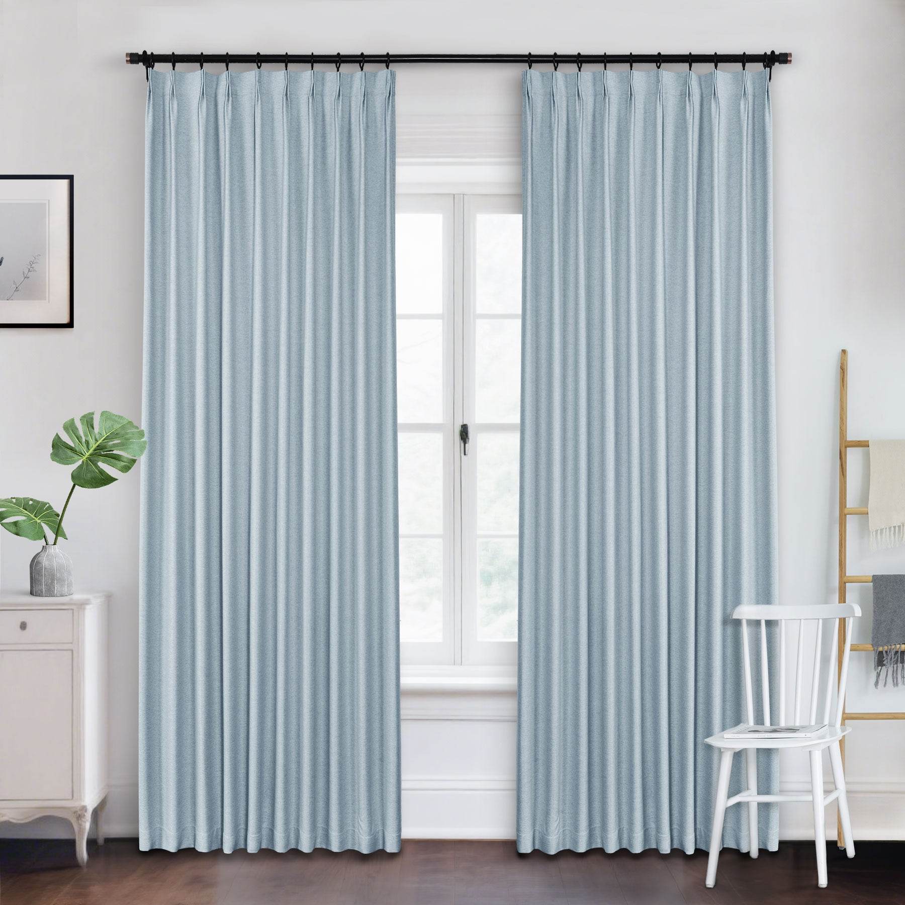Frank Heavyweight Linen Blend Blackout Curtains - Thermal Insulated, Room Darkening, Pinch Pleat Drapes - Cololeaf