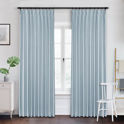 Frank Heavyweight Linen Blend Blackout Curtains - Thermal Insulated, Room Darkening, Pinch Pleat Drapes - Cololeaf