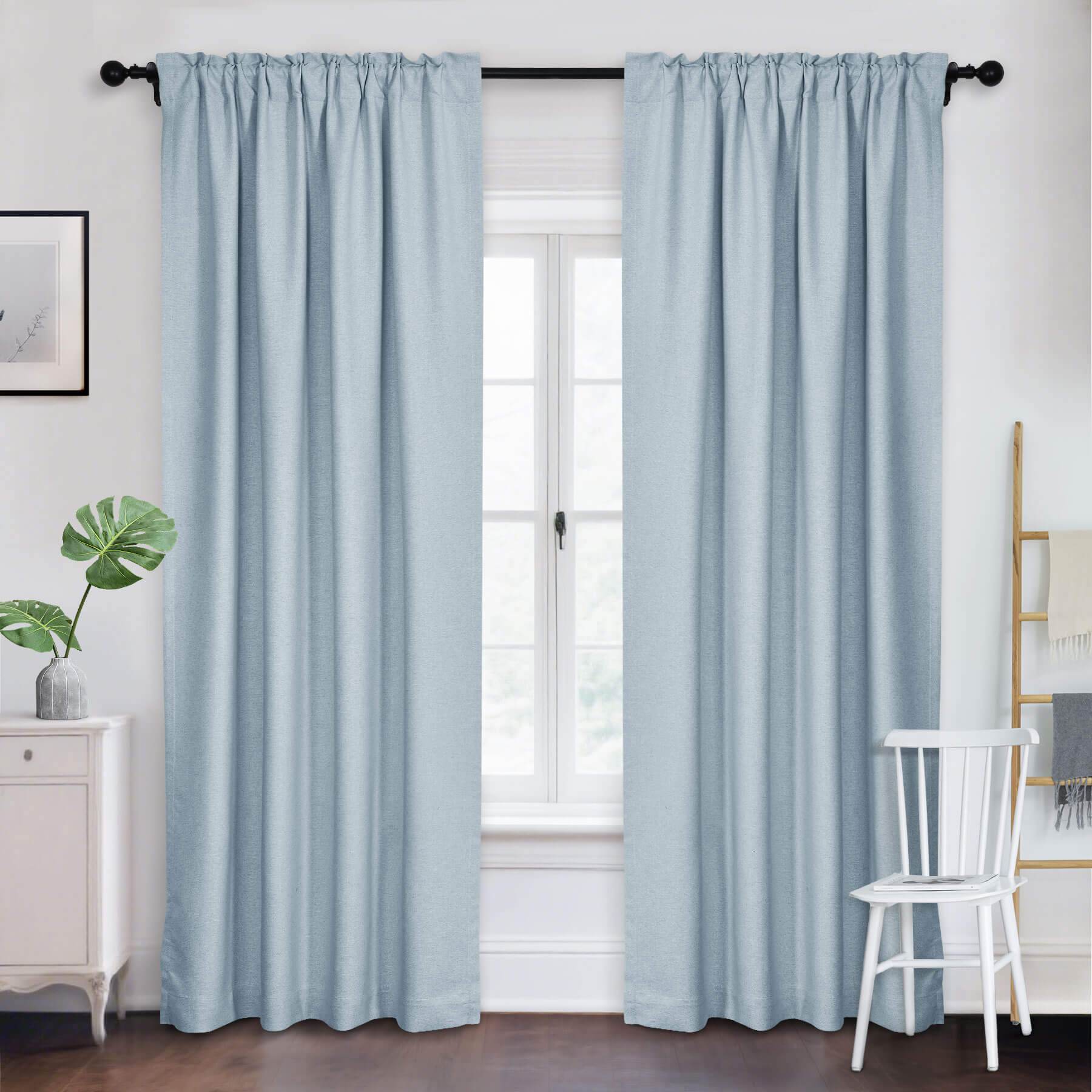 Frank Room Darkening Linen Blend Curtains Heavy Weight Thermal Blackout Drapes Back Tab & Rod Pocket - Cololeaf -- #07 Sand Beige