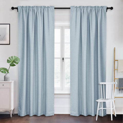 Frank Room Darkening Linen Blend Curtains Heavy Weight Thermal Blackout Drapes Back Tab & Rod Pocket - Cololeaf -- #07 Sand Beige