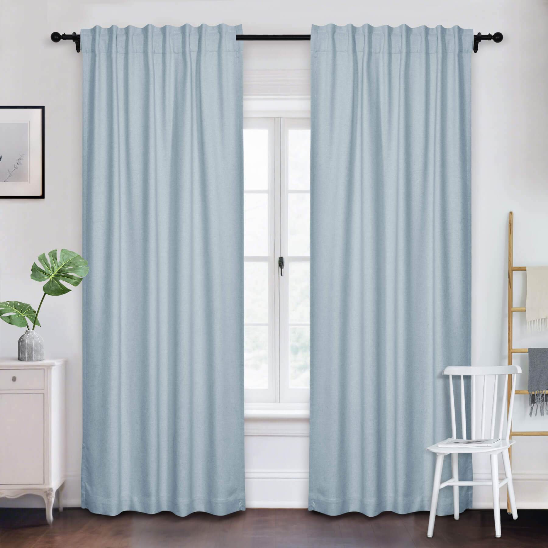 Frank Room Darkening Linen Blend Curtains Heavy Weight Thermal Blackout Drapes Back Tab & Rod Pocket - Cololeaf -- #07 Sand Beige