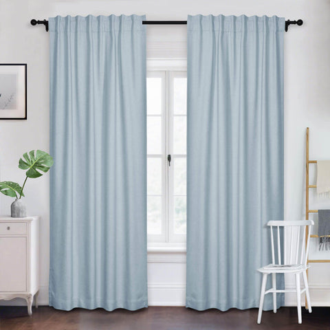 Frank Room Darkening Linen Blend Curtains Heavy Weight Thermal Blackout Drapes Back Tab & Rod Pocket - Cololeaf -- #07 Sand Beige