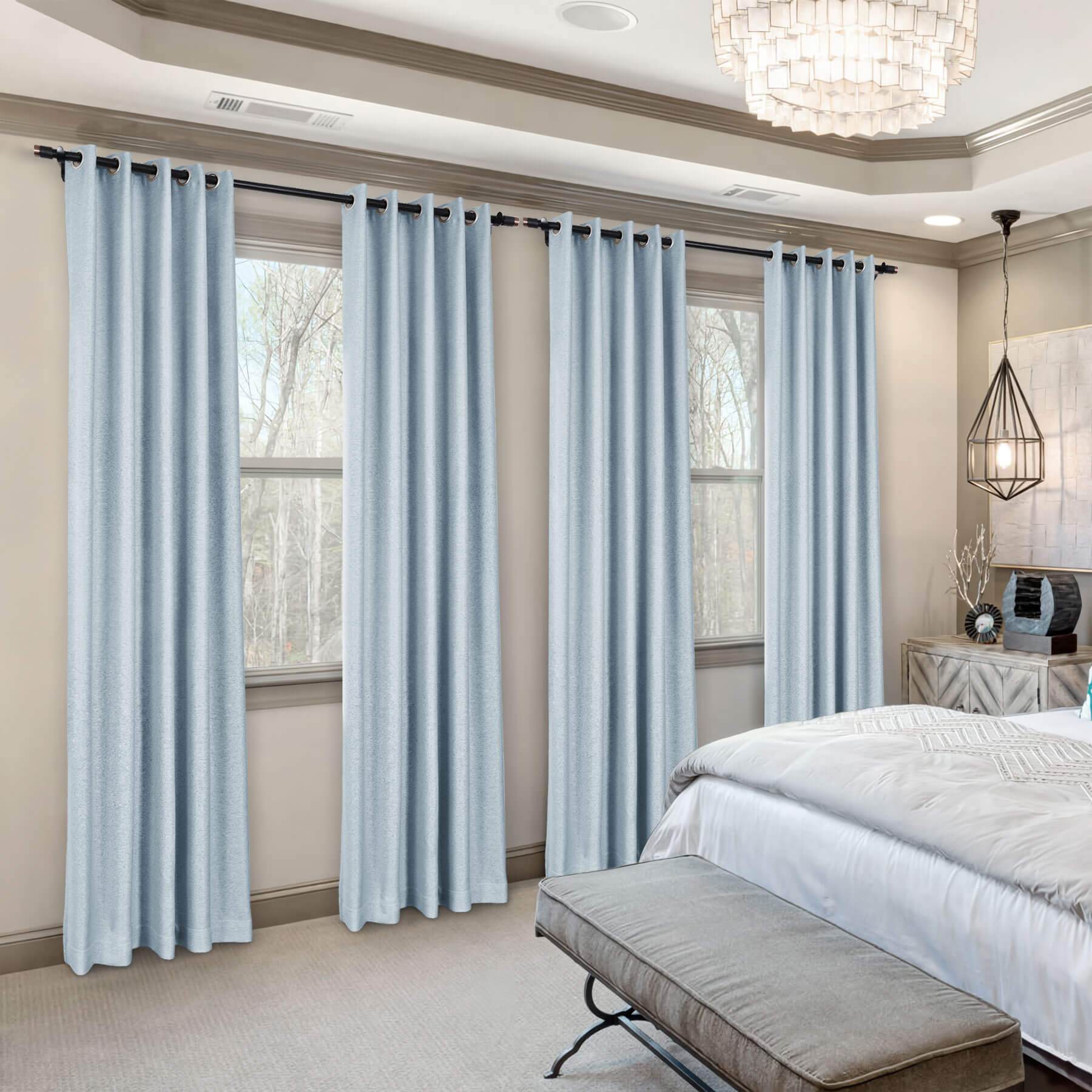 Frank Room Darkening Linen Blend Curtains Heavy Weight Thermal Blackout Drapes Grommet - Cololeaf -- #01 Ivory White