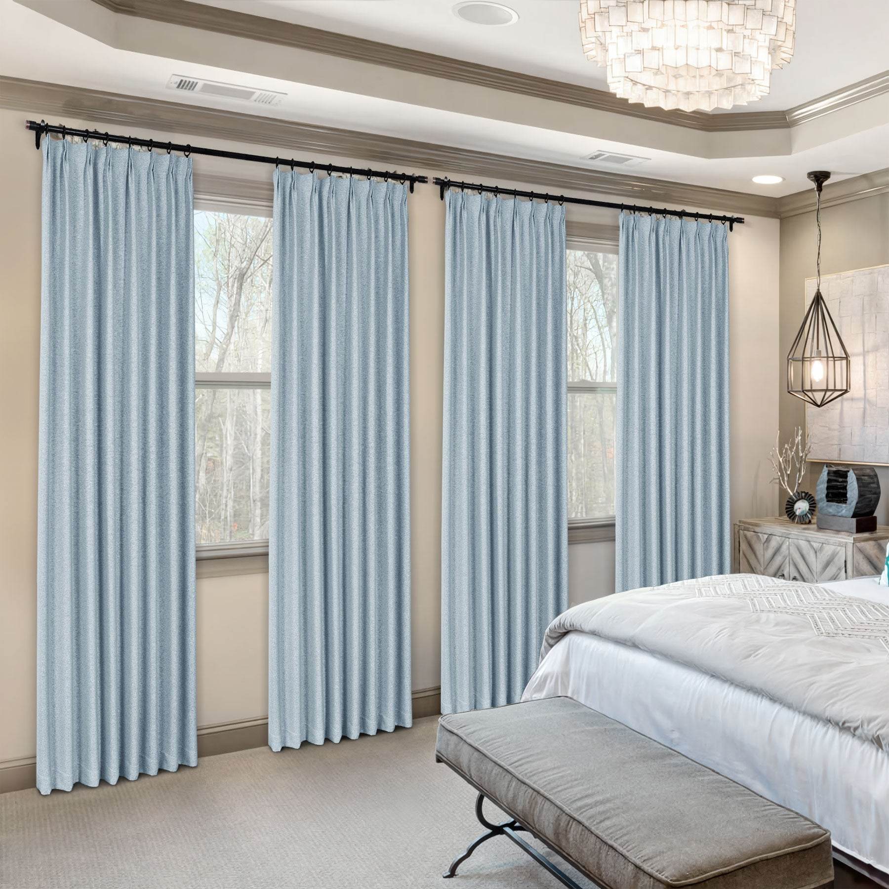 Frank Heavyweight Linen Blend Blackout Curtains - Thermal Insulated, Room Darkening, Pinch Pleat Drapes - Cololeaf