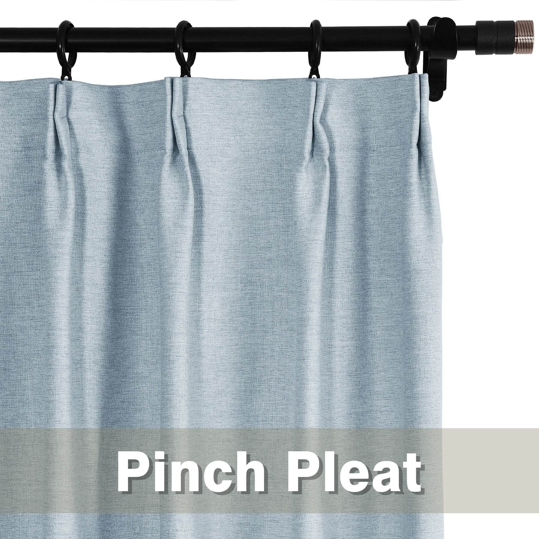 Frank Heavyweight Linen Blend Blackout Curtains - Thermal Insulated, Room Darkening, Pinch Pleat Drapes - Cololeaf