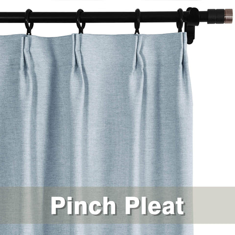 Frank Heavyweight Linen Blend Blackout Curtains - Thermal Insulated, Room Darkening, Pinch Pleat Drapes - Cololeaf -- #01 Ivory White