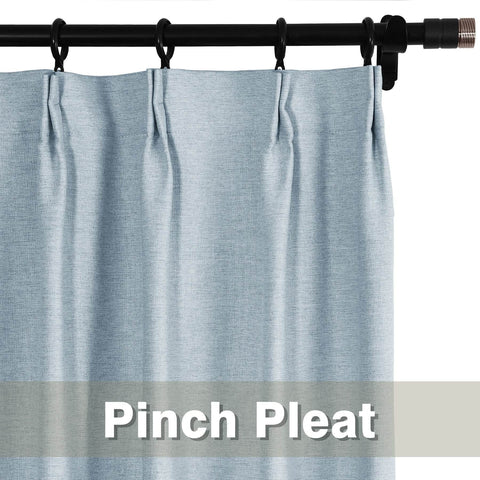 Frank Heavyweight Linen Blend Blackout Curtains - Thermal Insulated, Room Darkening, Pinch Pleat Drapes - Cololeaf