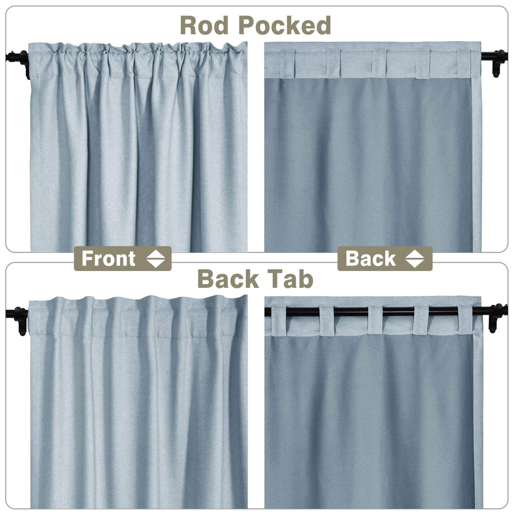 Frank Room Darkening Linen Blend Curtains Heavy Weight Thermal Blackout Drapes Back Tab & Rod Pocket - Cololeaf -- #07 Sand Beige