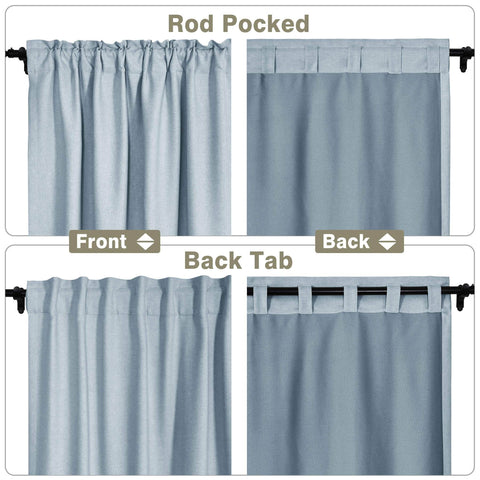 Frank Room Darkening Linen Blend Curtains Heavy Weight Thermal Blackout Drapes Back Tab & Rod Pocket - Cololeaf -- #07 Sand Beige