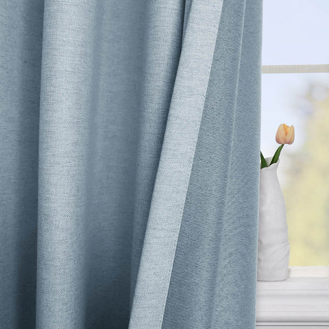 Frank Heavyweight Linen Blend Blackout Curtains - Thermal Insulated, Room Darkening, Pinch Pleat Drapes - Cololeaf