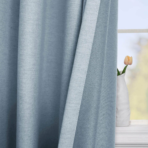 Frank Room Darkening Linen Blend Curtains Heavy Weight Thermal Blackout Drapes Grommet - Cololeaf -- #01 Ivory White
