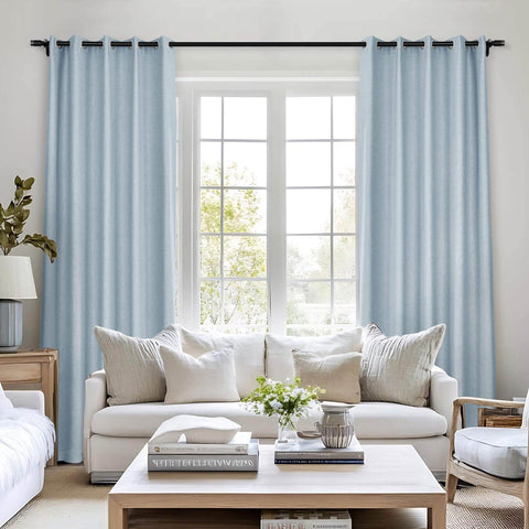 Frank Room Darkening Linen Blend Curtains Heavy Weight Thermal Blackout Drapes Grommet - Cololeaf -- #01 Ivory White