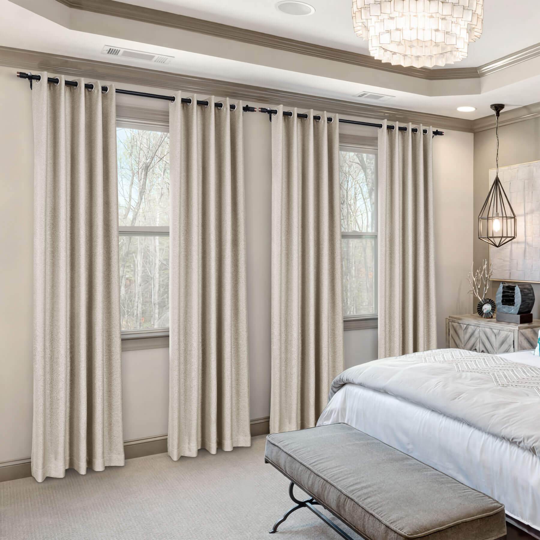 Frank Room Darkening Linen Blend Curtains Heavy Weight Thermal Blackout Drapes Grommet - Cololeaf -- #01 Ivory White