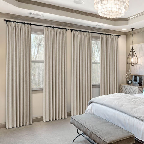 Frank Heavyweight Linen Blend Blackout Curtains - Thermal Insulated, Room Darkening, Pinch Pleat Drapes - Cololeaf