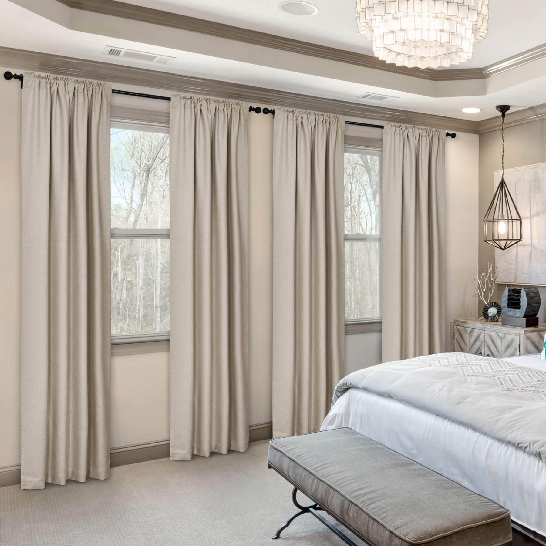 Frank Room Darkening Linen Blend Curtains Heavy Weight Thermal Blackout Drapes Back Tab & Rod Pocket - Cololeaf -- #07 Sand Beige