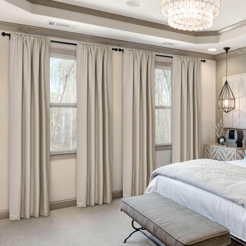 Frank Room Darkening Linen Blend Curtains Heavy Weight Thermal Blackout Drapes Back Tab & Rod Pocket - Cololeaf -- #07 Sand Beige