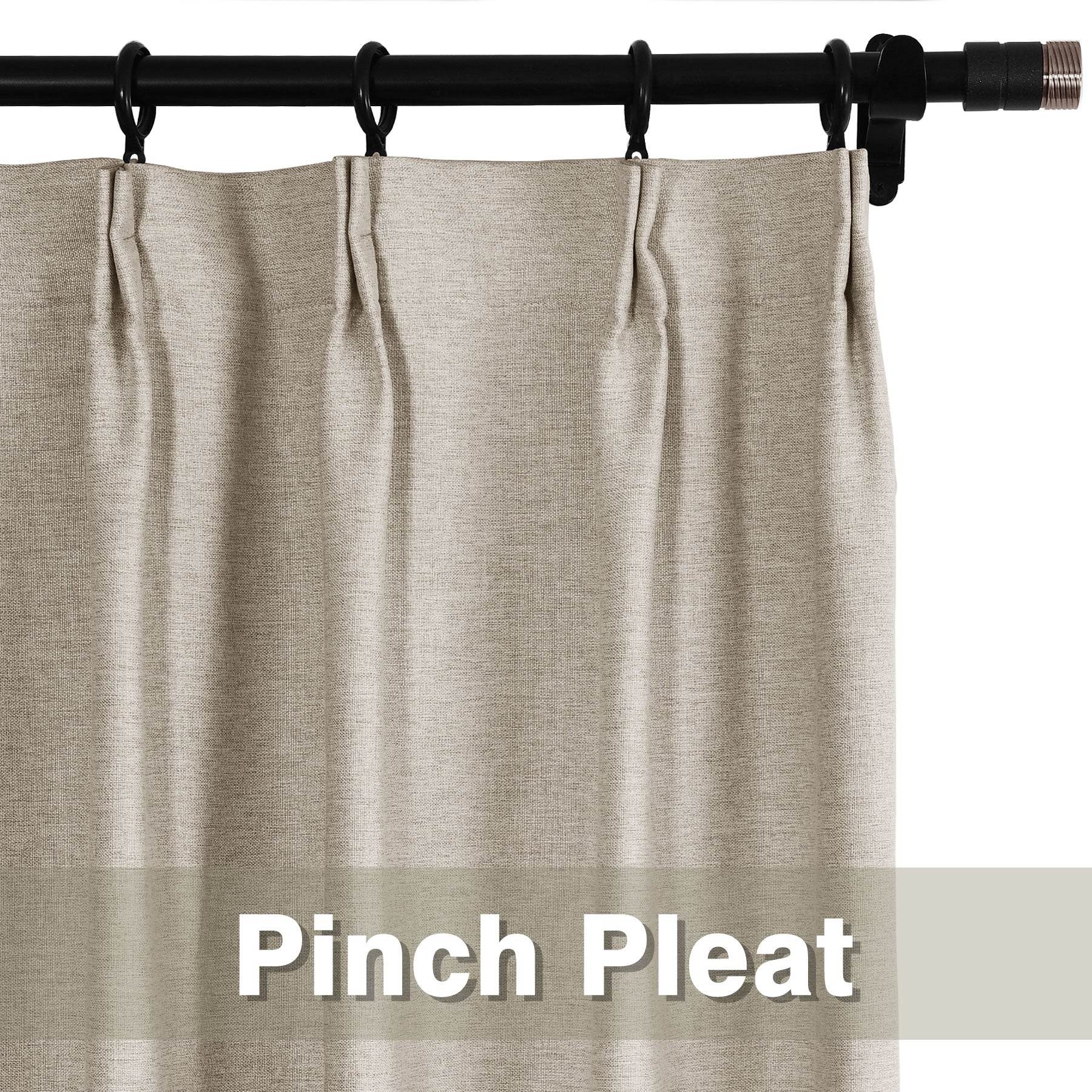Frank Heavyweight Linen Blend Blackout Curtains - Thermal Insulated, Room Darkening, Pinch Pleat Drapes - Cololeaf