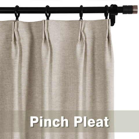Frank Heavyweight Linen Blend Blackout Curtains - Thermal Insulated, Room Darkening, Pinch Pleat Drapes - Cololeaf