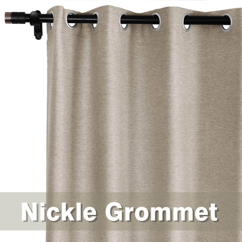 Frank Room Darkening Linen Blend Curtains Heavy Weight Thermal Blackout Drapes Grommet - Cololeaf -- #01 Ivory White