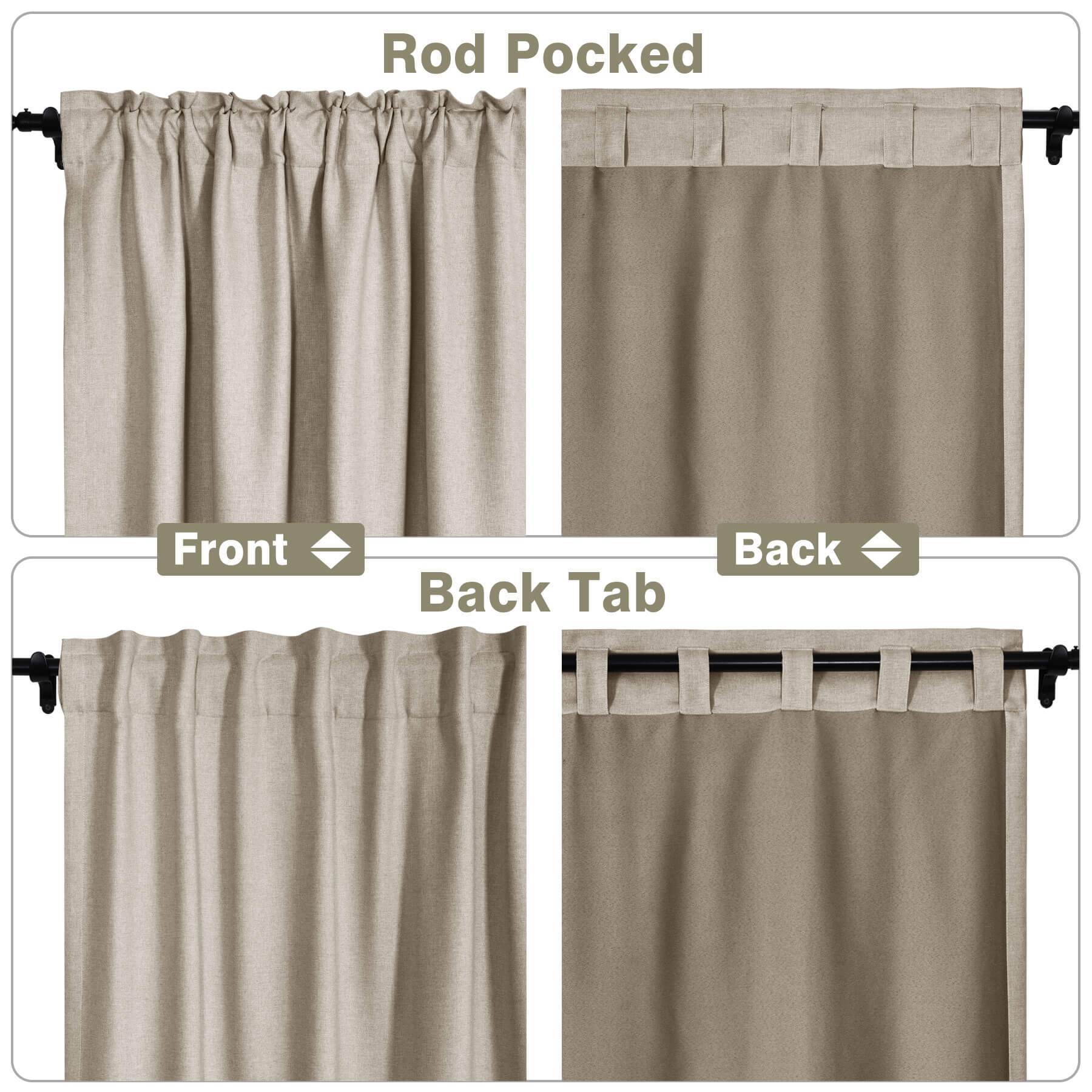 Frank Room Darkening Linen Blend Curtains Heavy Weight Thermal Blackout Drapes Back Tab & Rod Pocket - Cololeaf -- #07 Sand Beige
