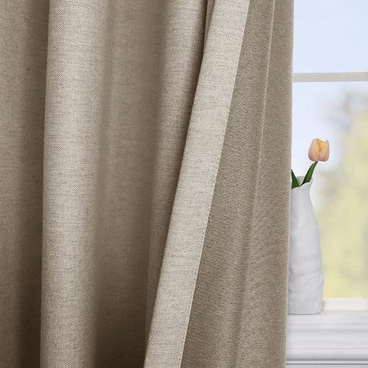 Frank Room Darkening Linen Blend Curtains Heavy Weight Thermal Blackout Drapes Grommet